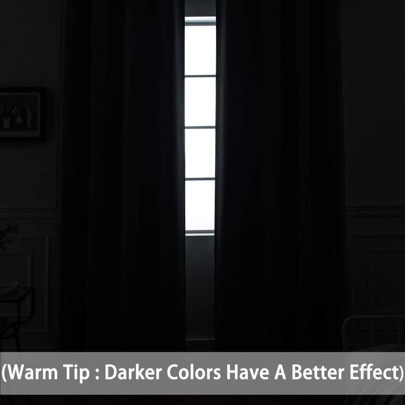 Yakamok Thermal Insulated Solid Grommet Light Blocking Blackout Curtains for Living Room, Room Darkening Blackout Drapes for Bedroom(Dark Grey, 52Wx96L, 2 Panels) - Image 3